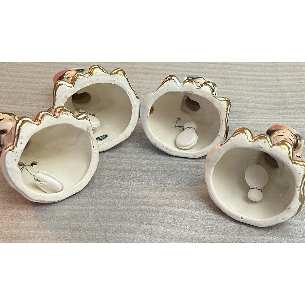 Lot of 4 1950s VTG Southern Belle Clapper Girl Porcelain Bell Figurines Japan - Picture 3 of 12